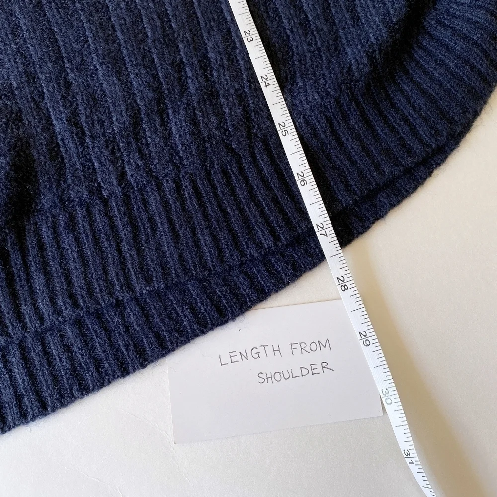 Como Vintage ribbed funnel neck sweater navy blue small mock high‎ new NWT
